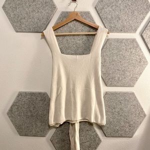 XL White LOFT Tank Top with Back Tie